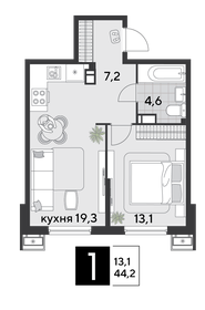 43,2 м², 1-комнатная квартира 8 527 680 ₽ - изображение 25