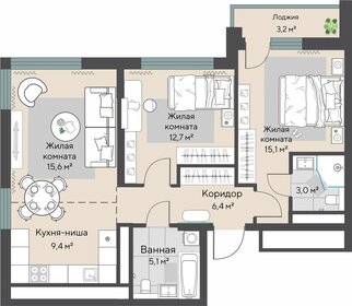 68,9 м², 3-комнатная квартира 9 103 000 ₽ - изображение 2