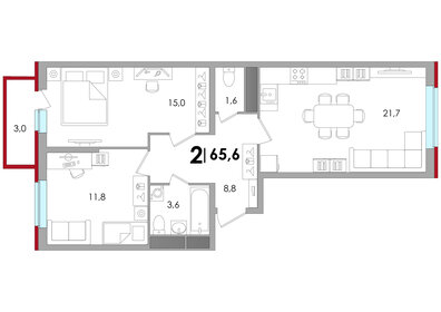 60 м², 2-комнатная квартира 6 200 000 ₽ - изображение 73