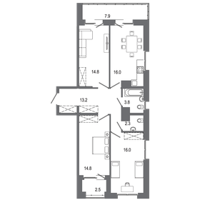 Квартира 91,4 м², 3-комнатная - изображение 1