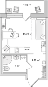 Квартира 28,3 м², студия - изображение 1