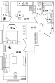 Квартира 59,7 м², 2-комнатная - изображение 1