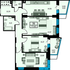 77,3 м², 3-комнатная квартира 9 899 520 ₽ - изображение 32