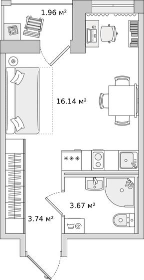 25,4 м², квартира-студия 3 904 413 ₽ - изображение 33