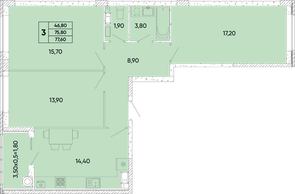 77,7 м², 3-комнатная квартира 8 352 750 ₽ - изображение 30