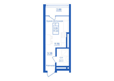 Квартира 19,3 м², студия - изображение 1