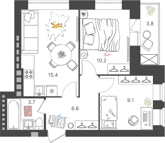 46,9 м², 2-комнатная квартира 6 155 625 ₽ - изображение 1