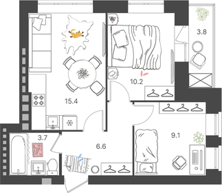 52,2 м², 2-комнатная квартира 4 400 000 ₽ - изображение 77