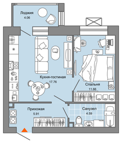 Квартира 42 м², 2-комнатная - изображение 1