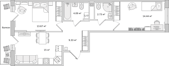 61,8 м², 2-комнатная квартира 9 656 000 ₽ - изображение 55