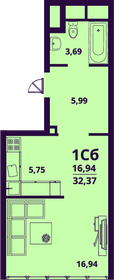 Квартира 32,4 м², 1-комнатная - изображение 1