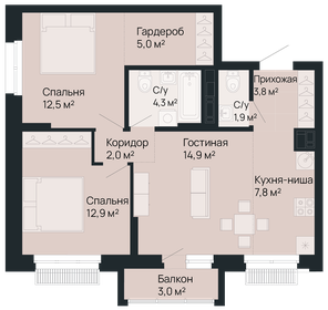 Квартира 66 м², 2-комнатная - изображение 1