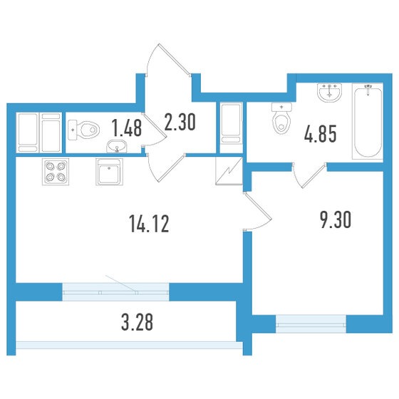 33 м², 1-комнатная квартира 7 431 750 ₽ - изображение 1