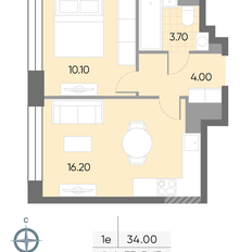 Квартира 34 м², 1-комнатная - изображение 2