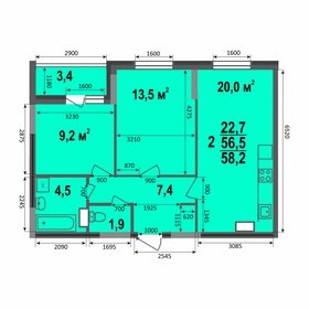 59 м², 2-комнатная квартира 5 833 920 ₽ - изображение 45