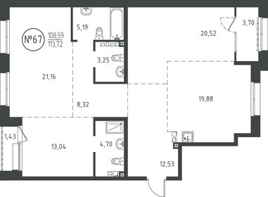 Квартира 112,8 м², 3-комнатная - изображение 1