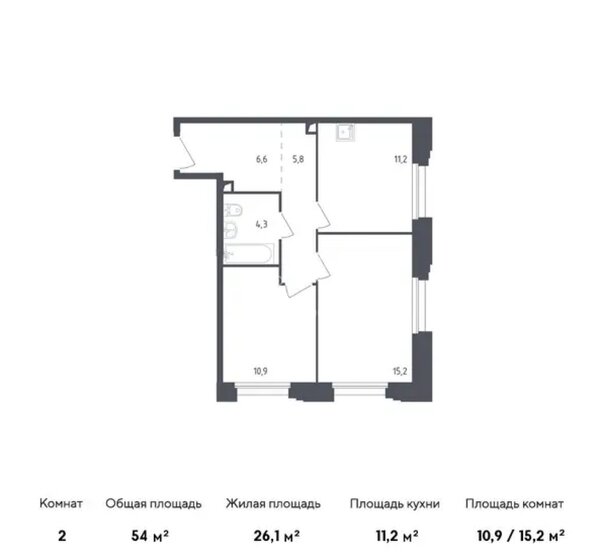 54 м², 2-комнатная квартира 17 500 000 ₽ - изображение 1