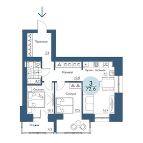 Квартира 72,6 м², 3-комнатная - изображение 1