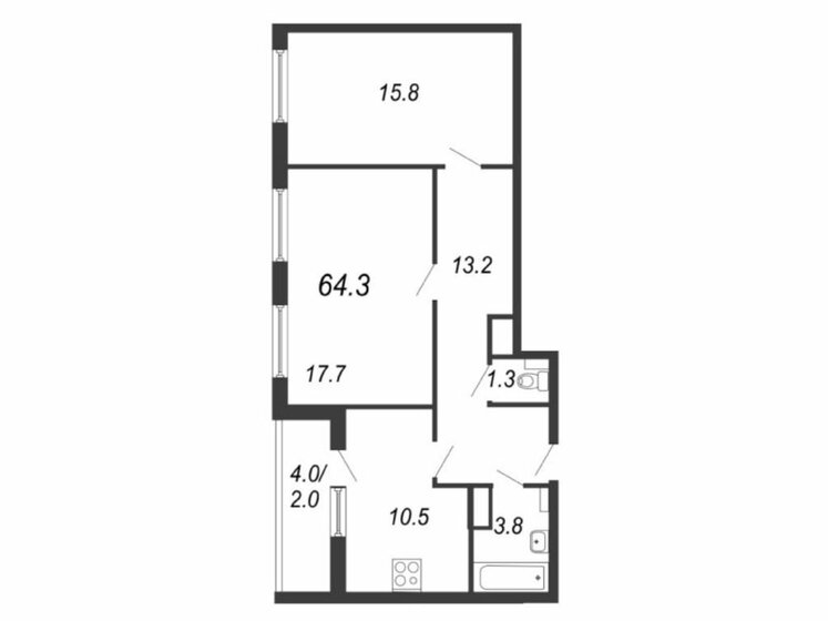 64,3 м², 2-комнатная квартира 17 987 838 ₽ - изображение 1