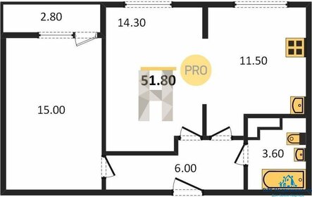 Квартира 52 м², 2-комнатная - изображение 5