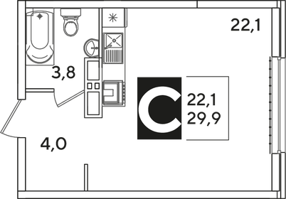 Квартира 29,9 м², студия - изображение 2