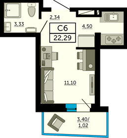 24,4 м², квартира-студия 3 702 720 ₽ - изображение 11