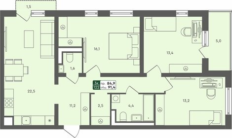 92,1 м², 3-комнатная квартира 9 420 000 ₽ - изображение 10