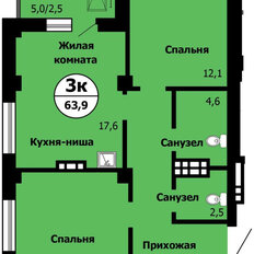 Квартира 63,9 м², 3-комнатная - изображение 2