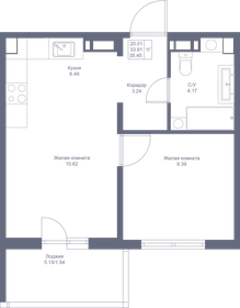 35,5 м², 1-комнатная квартира 6 700 050 ₽ - изображение 36