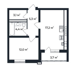 Квартира 43,9 м², 1-комнатная - изображение 1