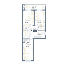 Квартира 81,6 м², 2-комнатная - изображение 2