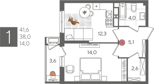 41,6 м², 1-комнатная квартира 10 404 160 ₽ - изображение 28