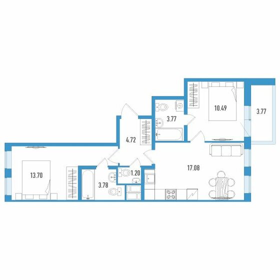 56,6 м², 2-комнатная квартира 8 209 900 ₽ - изображение 12