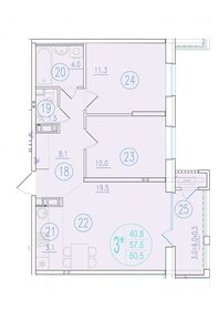 60,5 м², 3-комнатная квартира 10 466 500 ₽ - изображение 3