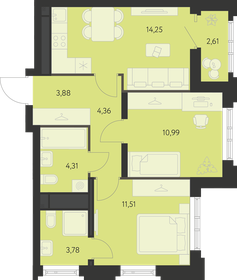 Квартира 54,4 м², 2-комнатная - изображение 1