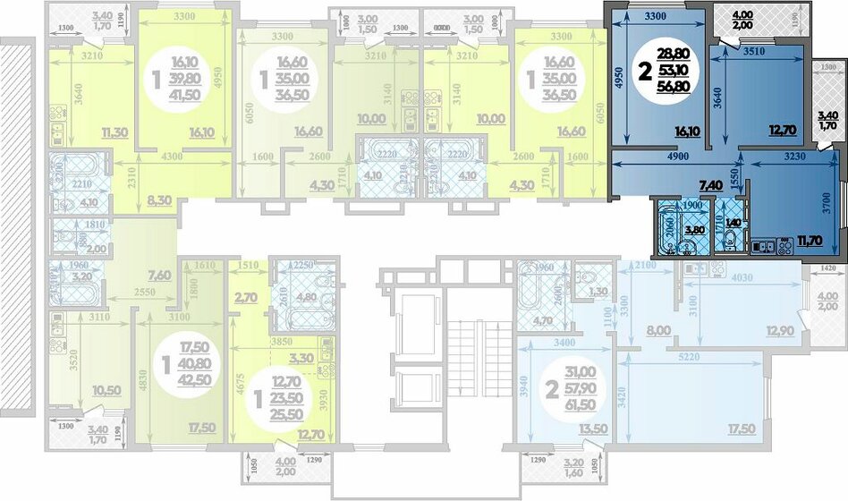 56,8 м², 2-комнатная квартира 10 189 920 ₽ - изображение 1