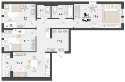 85 м², 3-комнатная квартира 18 000 000 ₽ - изображение 106