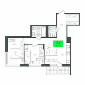 Квартира 62,2 м², 2-комнатная - изображение 1