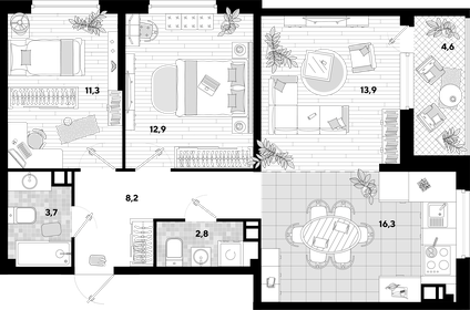 88,3 м², 3-комнатная квартира 12 350 000 ₽ - изображение 59