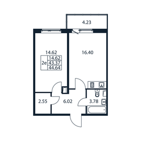 Квартира 44,6 м², 1-комнатная - изображение 3