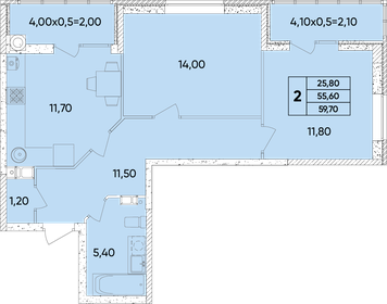 59,7 м², 2-комнатная квартира 7 100 000 ₽ - изображение 18