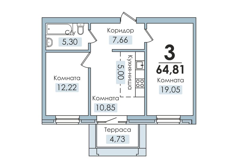 64,8 м², квартира-студия 4 212 650 ₽ - изображение 1