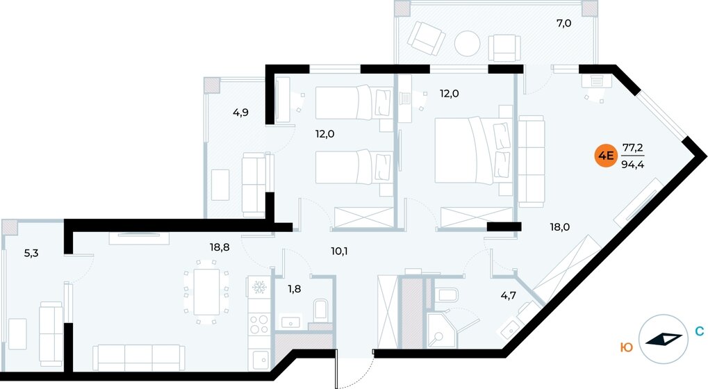 94,4 м², 3-комнатные апартаменты 26 917 622 ₽ - изображение 28
