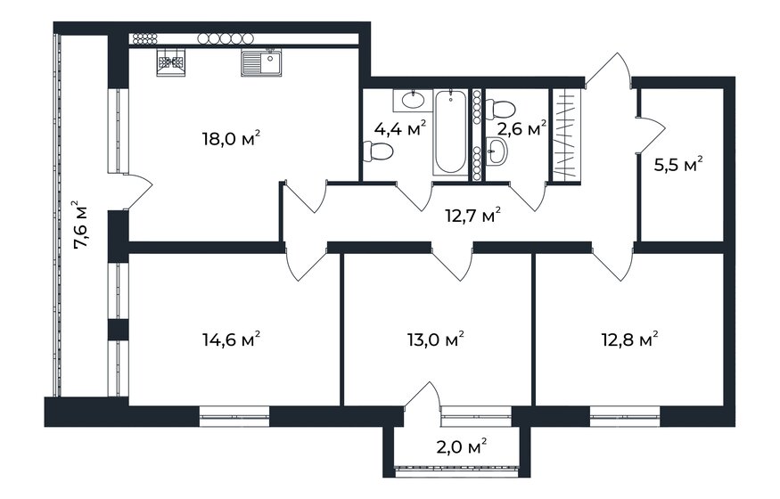 88 м², 3-комнатная квартира 11 672 448 ₽ - изображение 1
