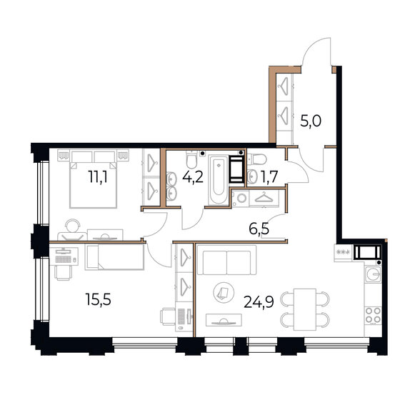 68,9 м², 2-комнатная квартира 10 576 150 ₽ - изображение 1