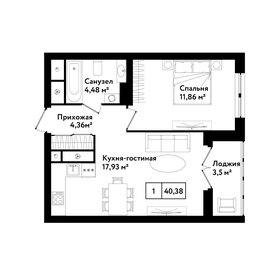 Квартира 43,6 м², 1-комнатная - изображение 1