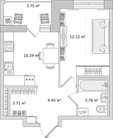 31,7 м², 1-комнатная квартира 6 700 000 ₽ - изображение 94