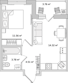 31,7 м², 1-комнатная квартира 6 700 000 ₽ - изображение 108