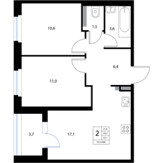 Квартира 52,1 м², 3-комнатная - изображение 2