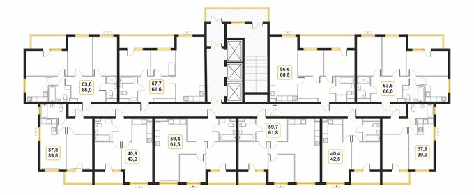 61,6 м², квартира-студия 8 377 600 ₽ - изображение 61